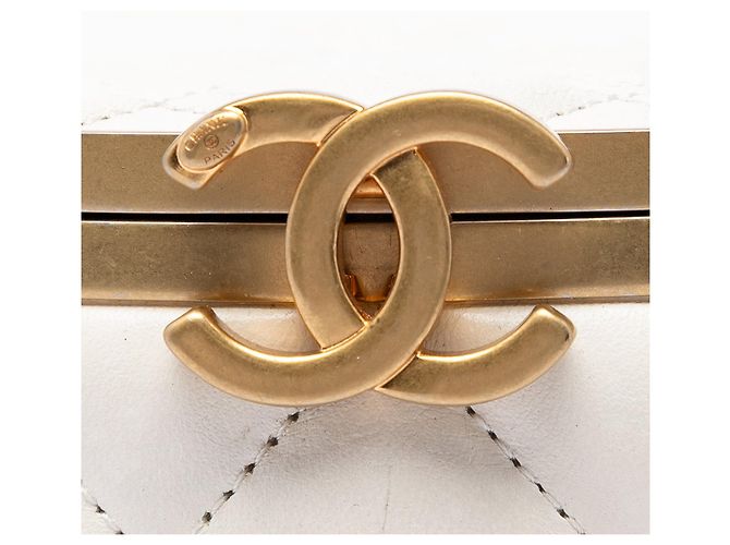Borsa Chanel Small Crown Box in agnello trapuntato bianco - vista 5