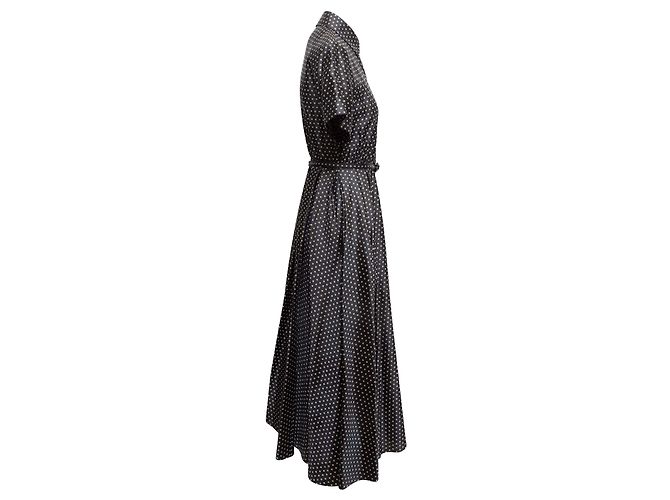 Schwarz-weiß Christian Dior Seidenkleid mit Polka Dot Print Größe FR 38 - Ansicht 3