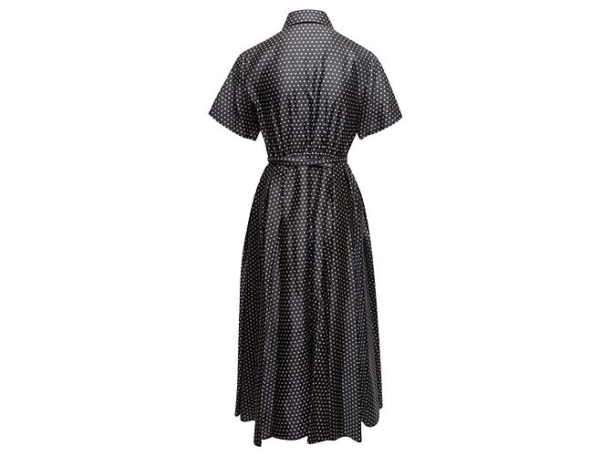 Schwarz-weiß Christian Dior Seidenkleid mit Polka Dot Print Größe FR 38 - Ansicht 4