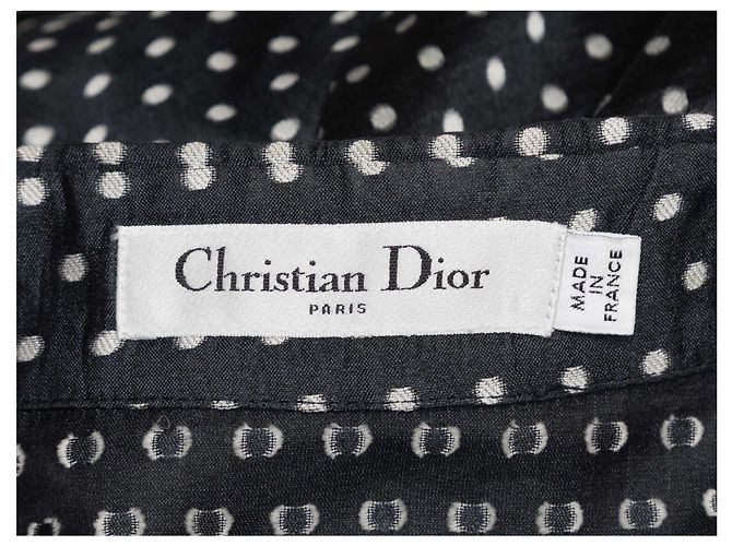 Schwarz-weiß Christian Dior Seidenkleid mit Polka Dot Print Größe FR 38 - Ansicht 5