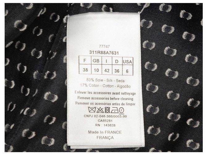Schwarz-weiß Christian Dior Seidenkleid mit Polka Dot Print Größe FR 38 - Ansicht 6