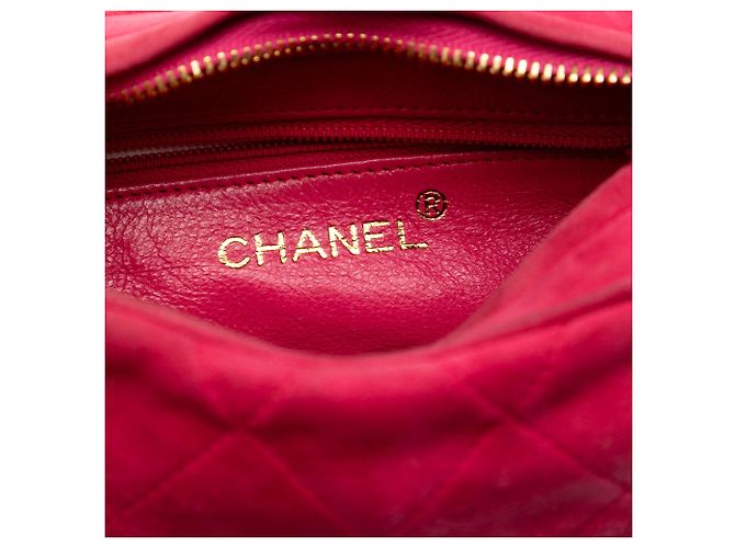 Camera Borsa a tracolla Chanel CC in scamosciato trapuntato rosso - vista 5