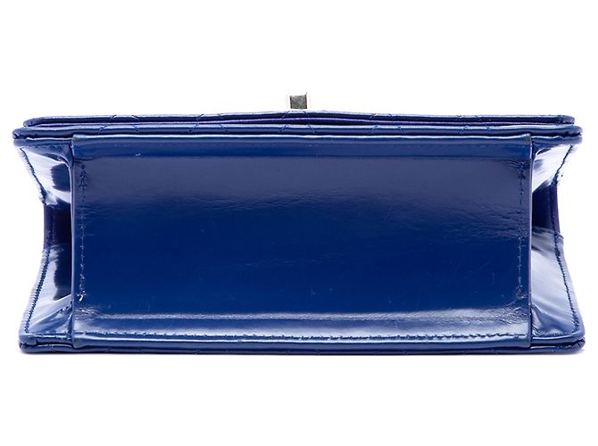 Borsa a tracolla Chanel CC Quilted Patent Single Flap blu - vista 3