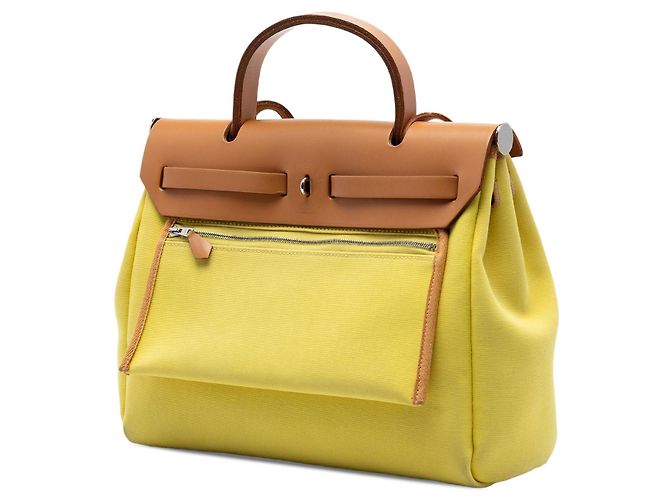 Borsa Hermès Toile Herbag Zip 31 Gialla Giallo - vista 2