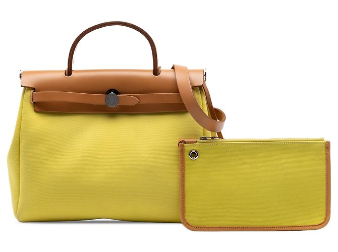 Borsa Hermès Toile Herbag Zip 31 Gialla Giallo - vista 7