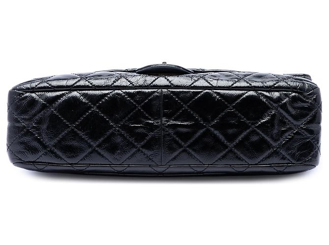Borsa a tracolla Chanel Reissue 2.55 Double Flap 227 in vernice trapuntata nera Nero - vista 3