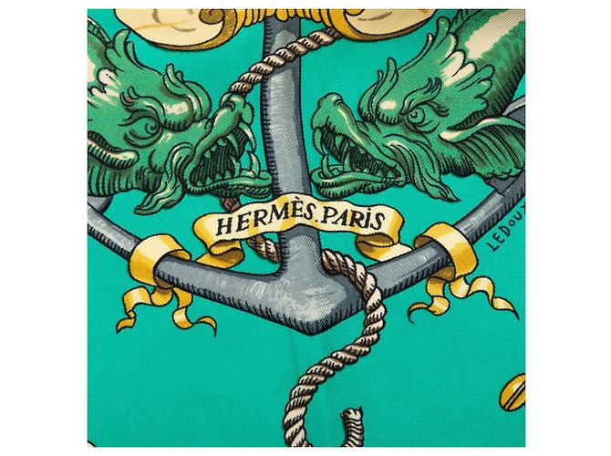 Sciarpa in seta Hermès Pavois Blue 90 Scarves - vista 5