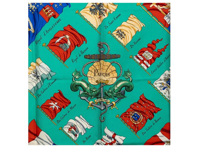 Sciarpa in seta Hermès Pavois Blue 90 Scarves - vista 7
