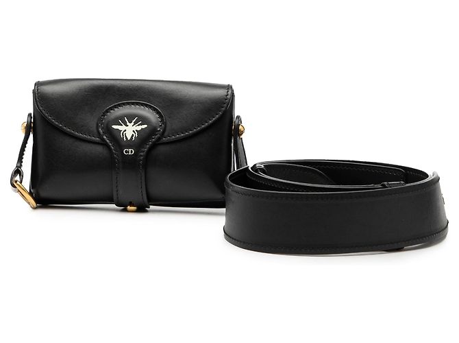 Saddle Mini borsa sella D Bee in pelle nera Dior Nero - vista 8
