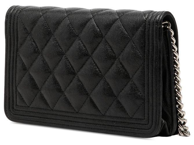 Mini borsa a tracolla Boy Chanel in caviar trapuntato nero - vista 2