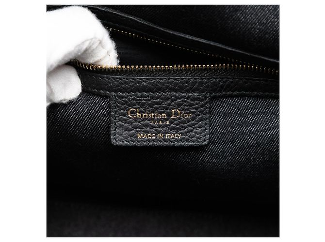 Borsa satchel Dior in denim nero con patch D Light - vista 5