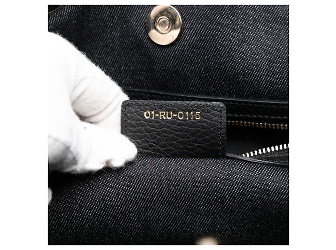 Borsa satchel Dior in denim nero con patch D Light - vista 6