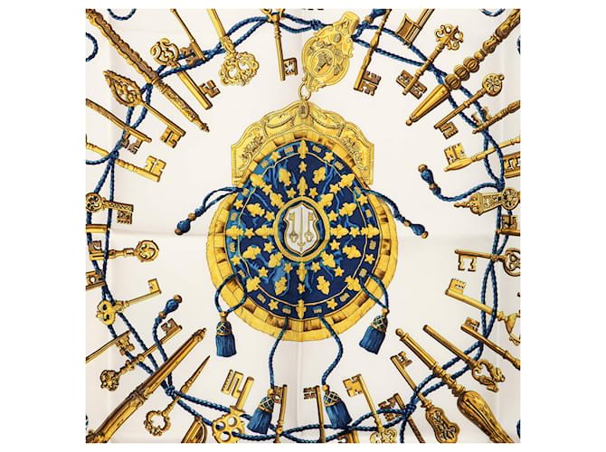 Sciarpa in seta Hermès Les Cles 90 blu - vista 2