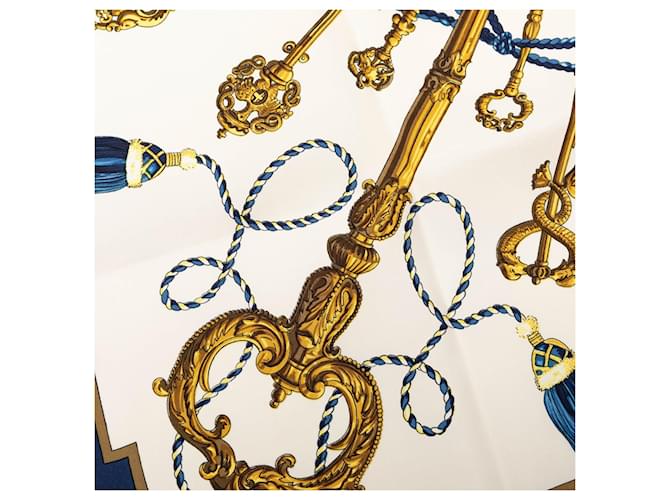 Sciarpa in seta Hermès Les Cles 90 blu - vista 3