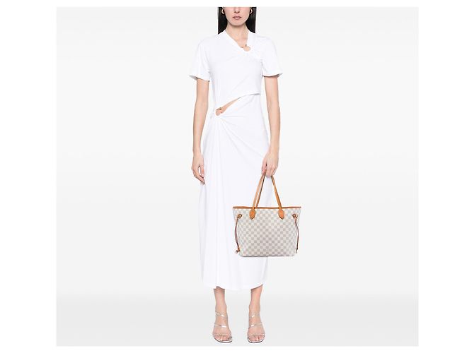 Borsa Tote Neverfull MM in Damier Azur bianco Louis Vuitton - vista 5