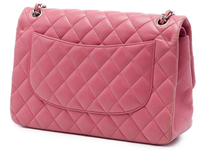 Borsa a Spalla Chanel Jumbo Classic Lambskin Double Flap Rosa - vista 2