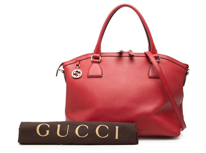 Borsa satchel Gucci Large Dollar Calfskin GG Charm Dome rossa - vista 8