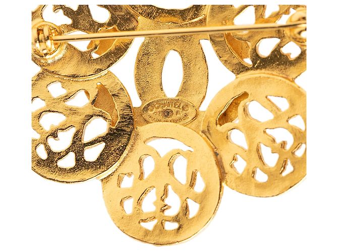 Spilla fiore Chanel CC placcata oro D'oro - vista 3