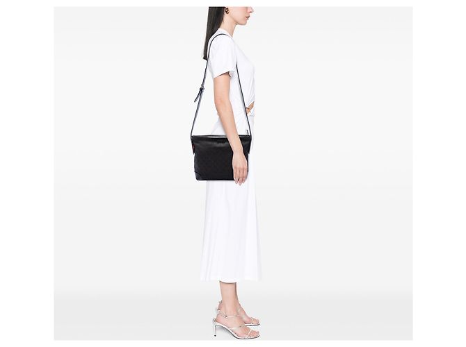 Borsa a tracolla Gucci GG Canvas Web nera Nero - vista 6