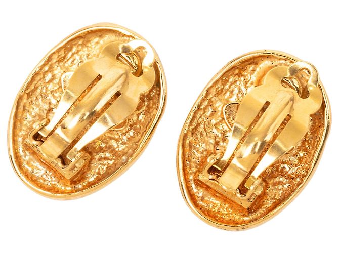 Orecchini a clip ovali Chanel CC Gold Plated Crown Oro D'oro - vista 2