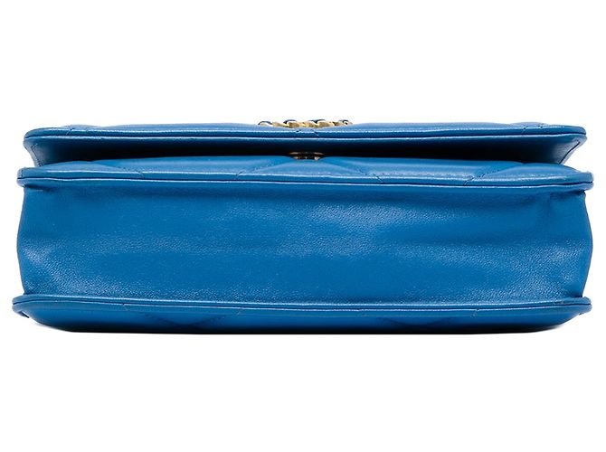 Wallet On Chain Borsa a tracolla Chanel 19 in agnello trapuntato blu - vista 3