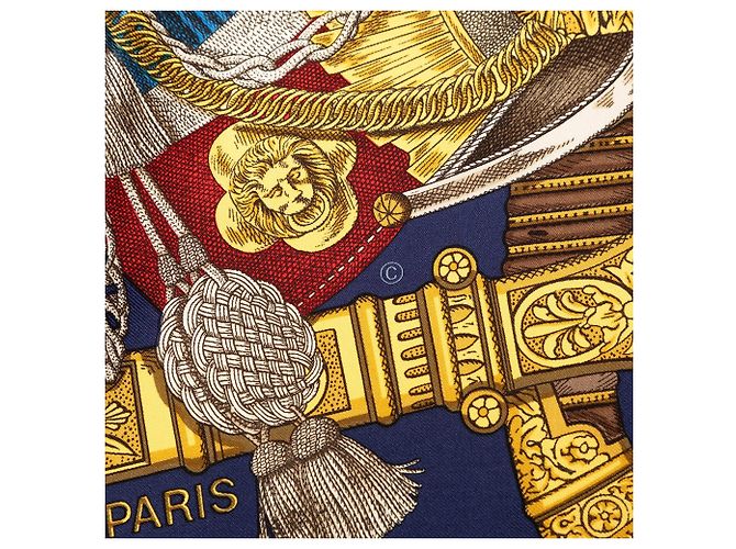 Sciarpa in seta Hermès Grand Uniforme blu 90 Scarves - vista 7