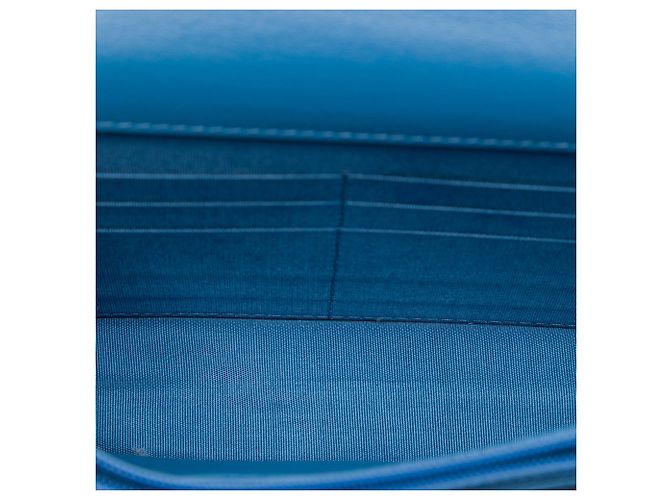 Wallet On Chain Portafoglio con catena 19 in agnello trapuntato blu Chanel - vista 4