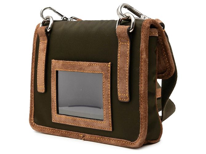 Custodia per smartphone e borsa a tracolla in nylon Re Prada verde con bordi in scamosciato - vista 2