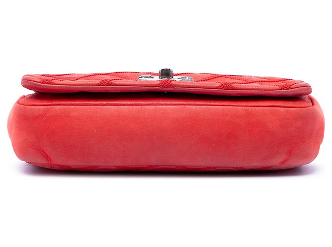 Borsa a tracolla Chanel Small Nubuck Diamond Stitch Chain Flap Rossa Rosso - vista 3