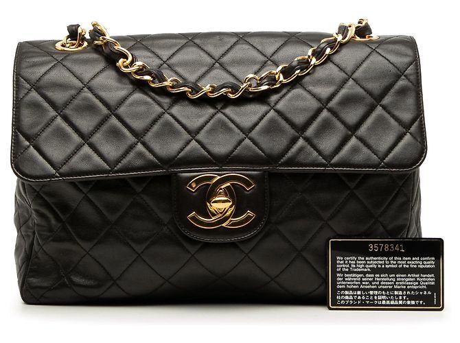 Borsa a tracolla Chanel Jumbo XL Classic in agnello nero - vista 9