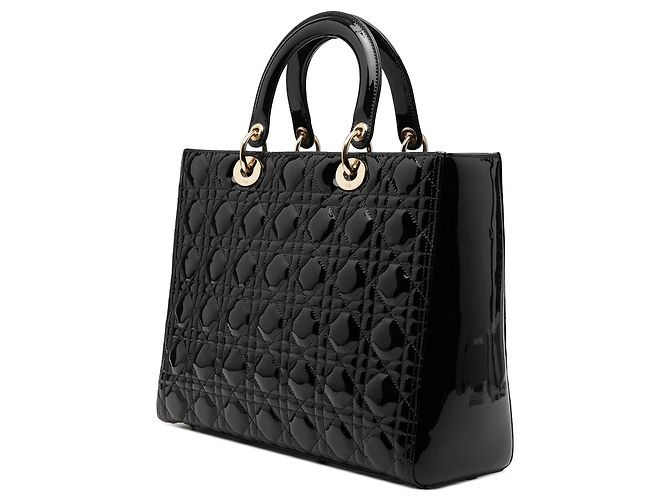 Borsa Dior Large Patent Cannage Lady Dior nera Nero - vista 2