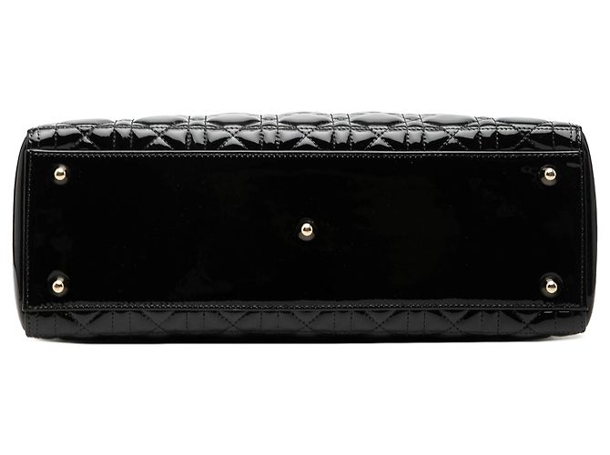 Borsa Dior Large Patent Cannage Lady Dior nera Nero - vista 3