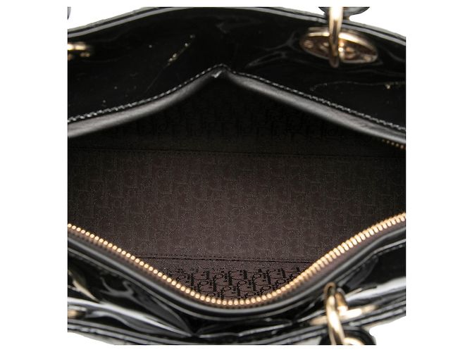 Borsa Dior Large Patent Cannage Lady Dior nera Nero - vista 4