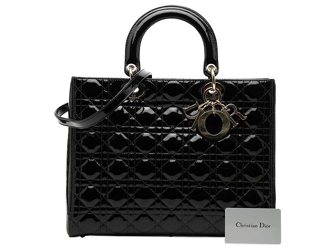 Borsa Dior Large Patent Cannage Lady Dior nera Nero - vista 7