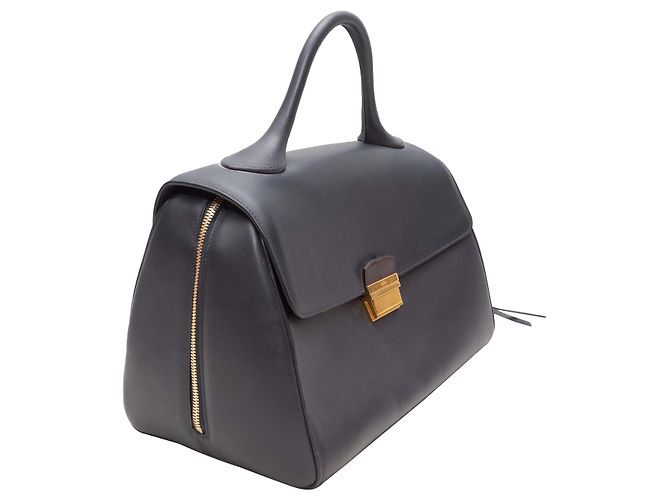 Céline Borsa Bowler in pelle blu navy Celine - vista 2