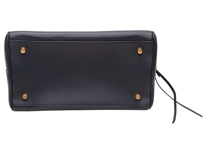 Céline Borsa Bowler in pelle blu navy Celine - vista 4