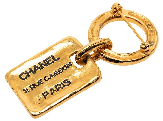 Spilla Rue Cambon Chanel CC placcata oro D'oro - vista 2