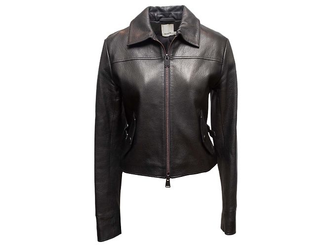 Autre Marque Schwarze Simkhai Lederjacke mit Reißverschluss Größe US 2 - Ansicht 2