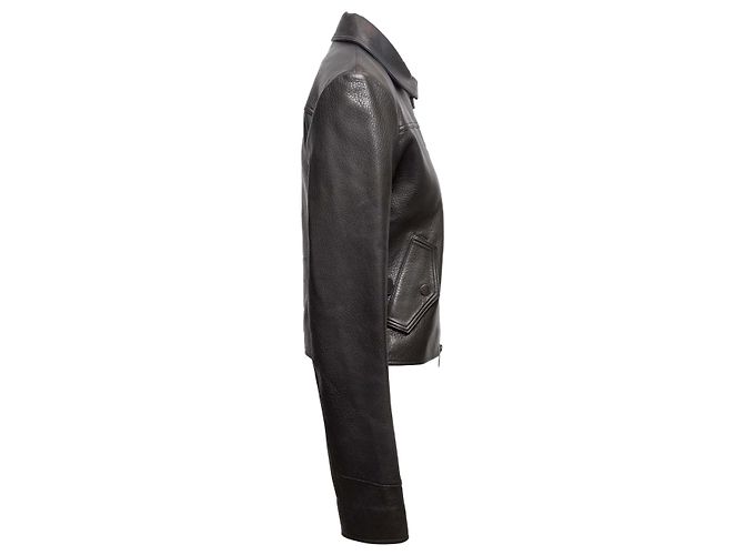 Autre Marque Schwarze Simkhai Lederjacke mit Reißverschluss Größe US 2 - Ansicht 3