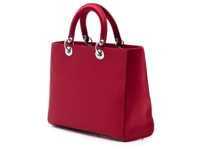 Sac Lady Dior en satin rouge, taille Large - vue 2