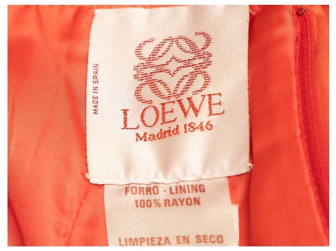 Orangefarbenes Loewe Leder-Set mit Kurzarmblazer und Rock Größe EU 42 - Ansicht 5