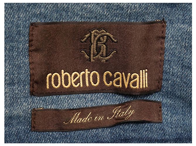Hellblaue Roberto Cavalli Jeansjacke mit Nieten Größe IT 38 - Ansicht 5