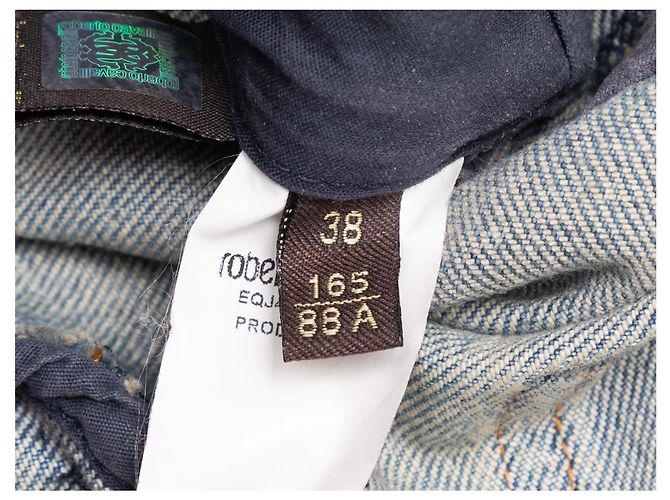 Hellblaue Roberto Cavalli Jeansjacke mit Nieten Größe IT 38 - Ansicht 7