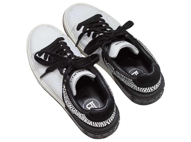 Sneakers basse Balmain impreziosnate da cristalli bianco e nero Taglia 37 - vista 3
