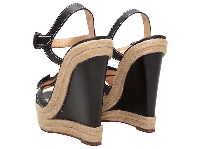 Espadrilles con zeppa in pelle Christian Louboutin nero e tan Taglia 39 - vista 4