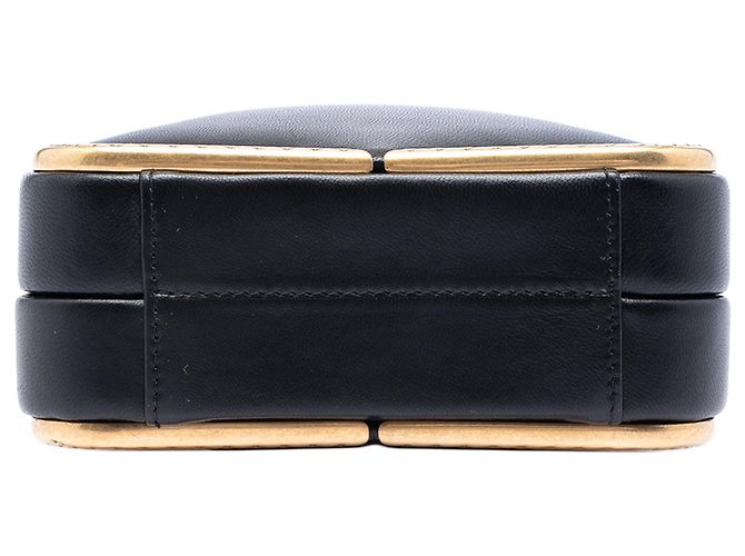 Clutch quadrata Chanel CC in agnello e metallo nera con borsa a tracolla con catena Nero - vista 3