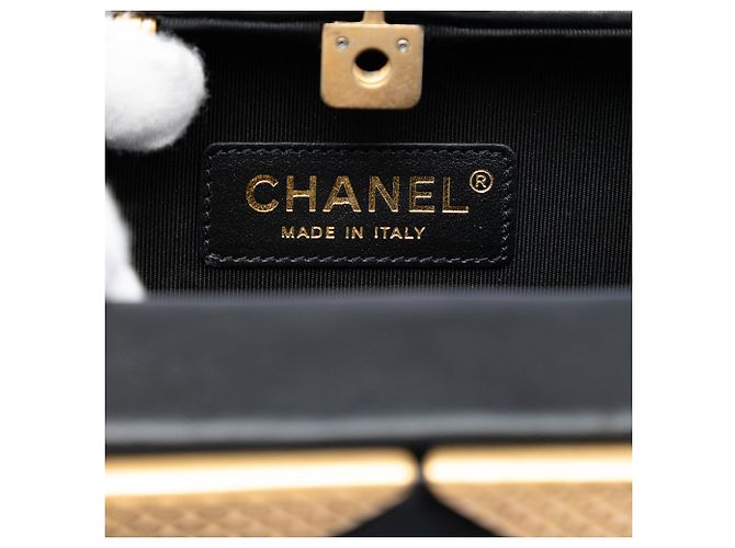 Clutch quadrata Chanel CC in agnello e metallo nera con borsa a tracolla con catena Nero - vista 5