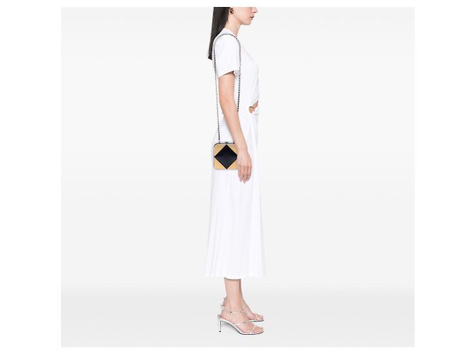 Clutch quadrata Chanel CC in agnello e metallo nera con borsa a tracolla con catena Nero - vista 7