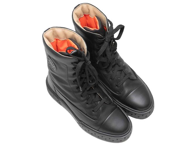 Hermès Schwarze Hermes Leder Schnürstiefel Combat Größe 36 - Ansicht 2