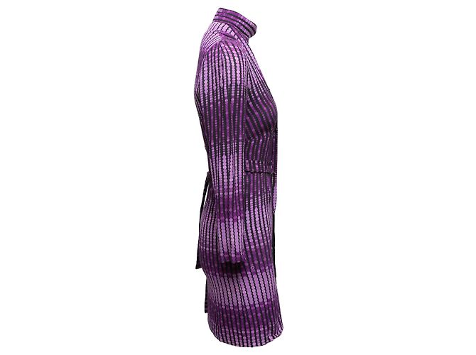 Set con abito a maniche lunghe e sciarpa in seta con stampa a pois viola Gucci Taglia US S - vista 2